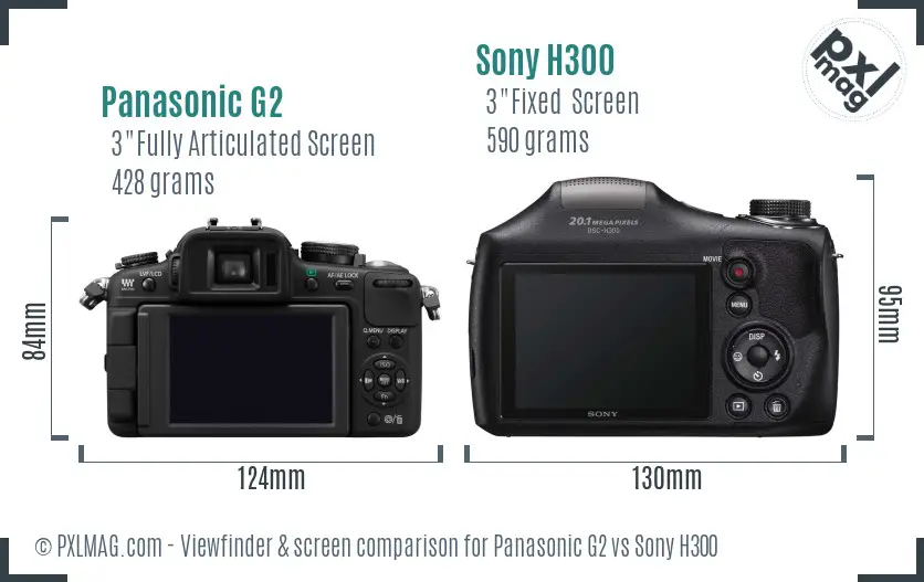 Panasonic G2 vs Sony H300 Screen and Viewfinder comparison