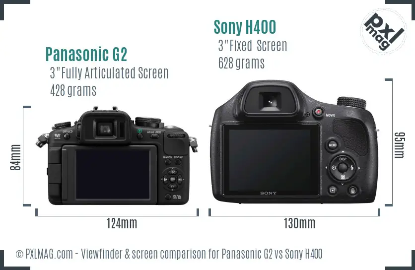 Panasonic G2 vs Sony H400 Screen and Viewfinder comparison Panasonic G2 vs Sony H400 Screen and Viewfinder comparison