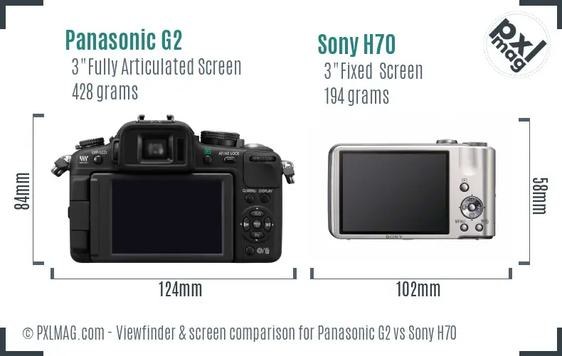 Panasonic G2 vs Sony H70 Screen and Viewfinder comparison