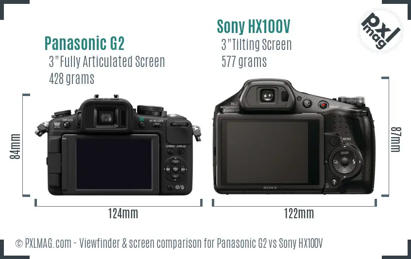Panasonic G2 vs Sony HX100V Screen and Viewfinder comparison Panasonic G2 vs Sony HX100V Screen and Viewfinder comparison