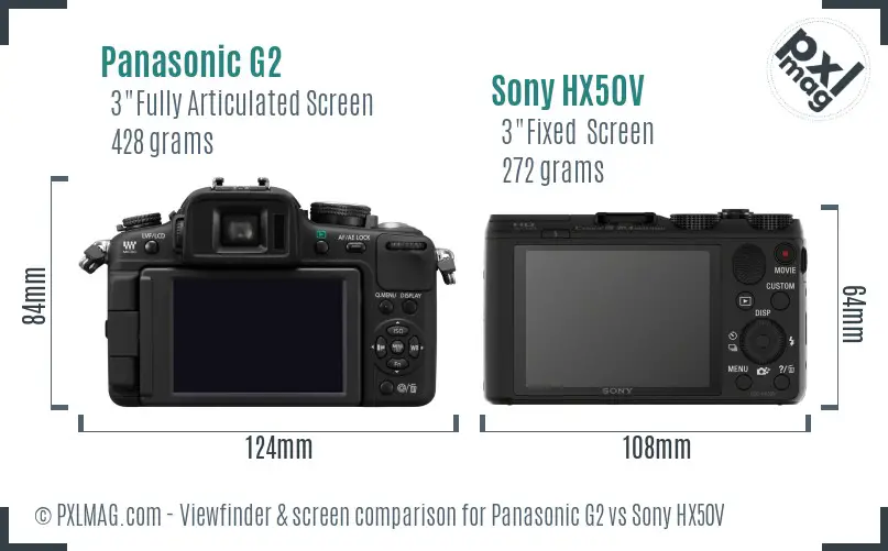 Panasonic G2 vs Sony HX50V Screen and Viewfinder comparison