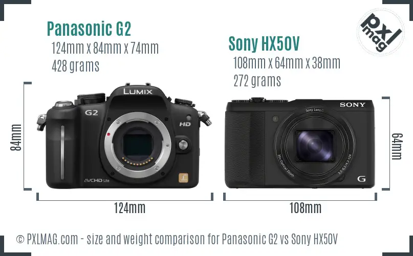 Panasonic G2 vs Sony HX50V size comparison