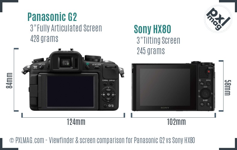 Panasonic G2 vs Sony HX80 Screen and Viewfinder comparison