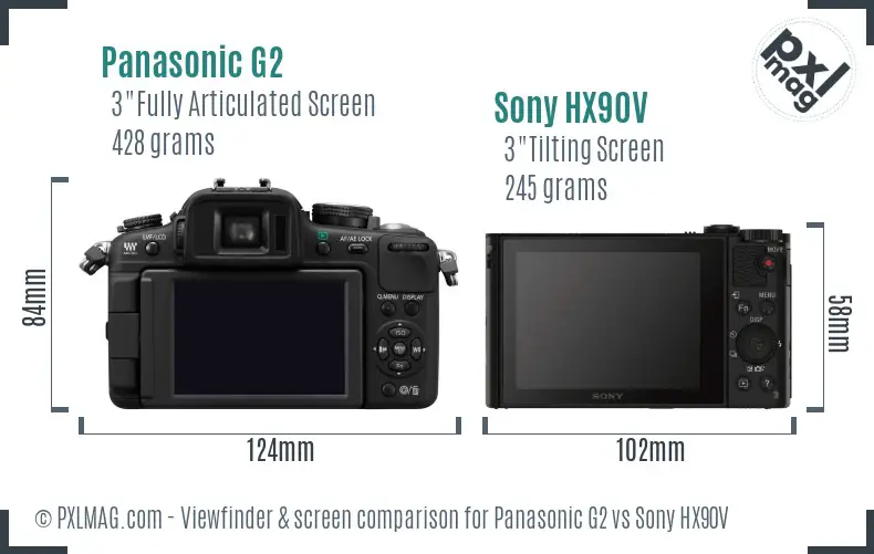 Panasonic G2 vs Sony HX90V Screen and Viewfinder comparison