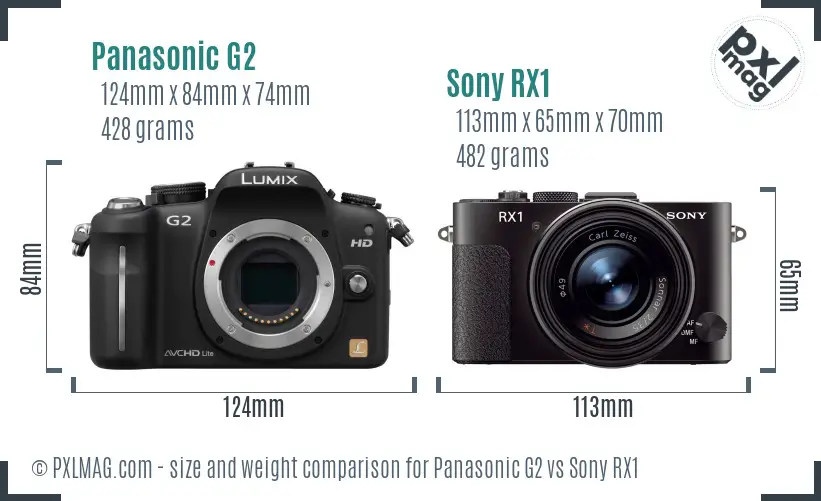 Panasonic G2 vs Sony RX1 size comparison Panasonic G2 vs Sony RX1 size comparison