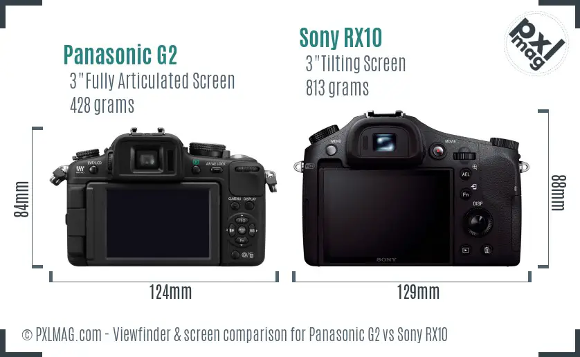Panasonic G2 vs Sony RX10 Screen and Viewfinder comparison