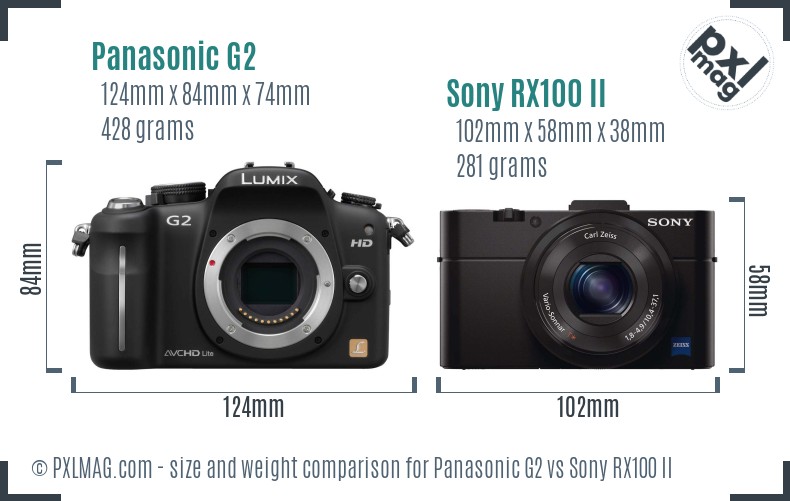 Panasonic G2 vs Sony RX100 II size comparison