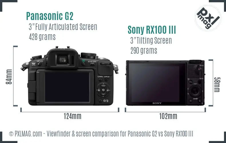 Panasonic G2 vs Sony RX100 III Screen and Viewfinder comparison