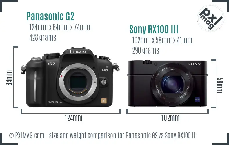 Panasonic G2 vs Sony RX100 III size comparison