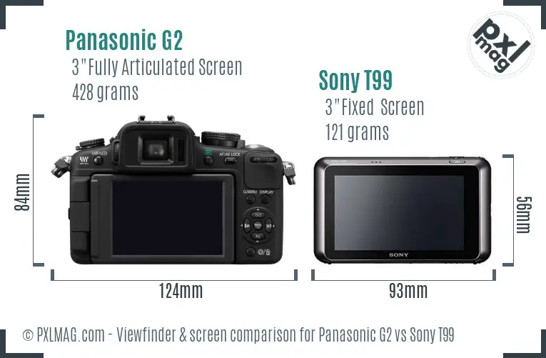Panasonic G2 vs Sony T99 Screen and Viewfinder comparison Panasonic G2 vs Sony T99 Screen and Viewfinder comparison