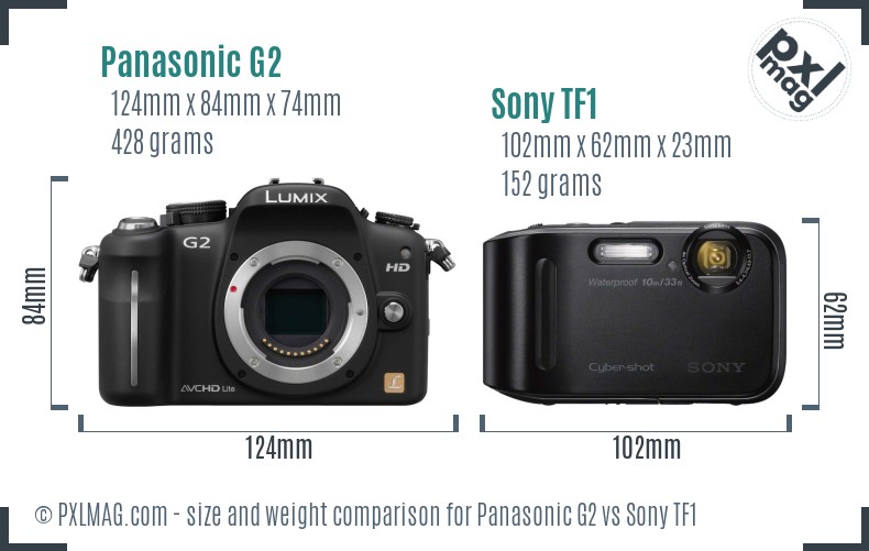 Panasonic G2 vs Sony TF1 size comparison