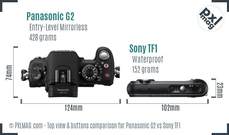 Panasonic G2 vs Sony TF1 top view buttons comparison