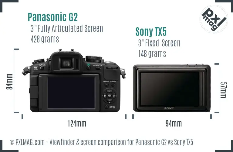 Panasonic G2 vs Sony TX5 Screen and Viewfinder comparison