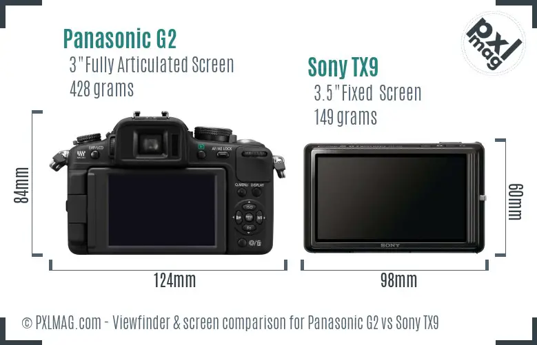 Panasonic G2 vs Sony TX9 Screen and Viewfinder comparison Panasonic G2 vs Sony TX9 Screen and Viewfinder comparison