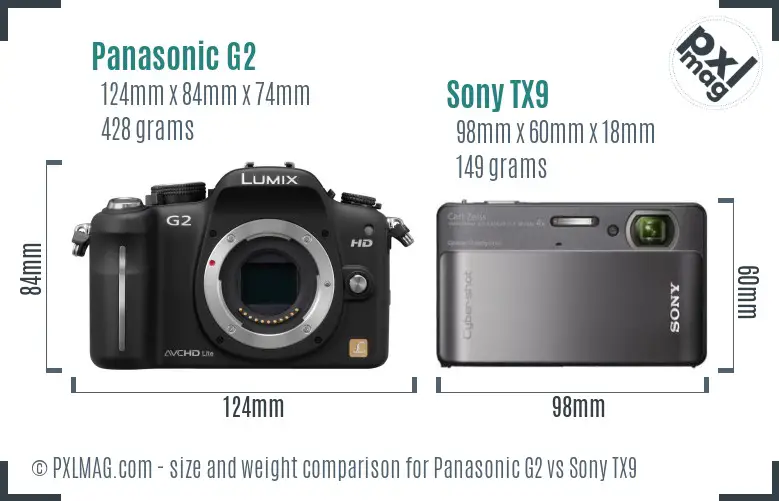 Panasonic G2 vs Sony TX9 size comparison Panasonic G2 vs Sony TX9 size comparison