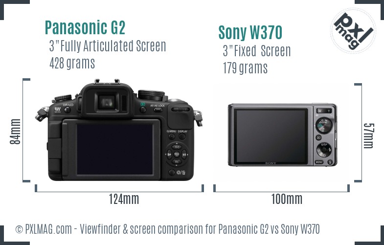 Panasonic G2 vs Sony W370 Screen and Viewfinder comparison