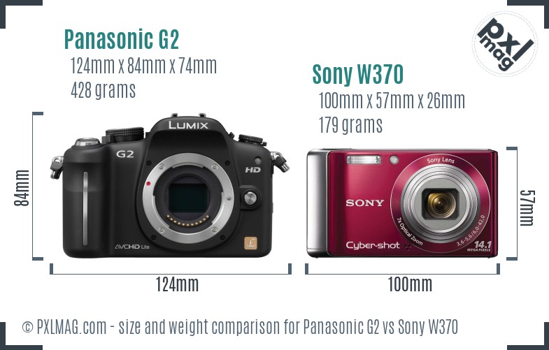 Panasonic G2 vs Sony W370 size comparison