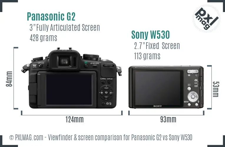 Panasonic G2 vs Sony W530 Screen and Viewfinder comparison