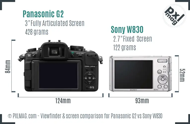 Panasonic G2 vs Sony W830 Screen and Viewfinder comparison Panasonic G2 vs Sony W830 Screen and Viewfinder comparison