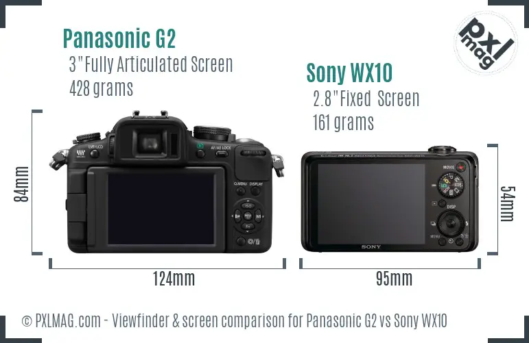Panasonic G2 vs Sony WX10 Screen and Viewfinder comparison Panasonic G2 vs Sony WX10 Screen and Viewfinder comparison