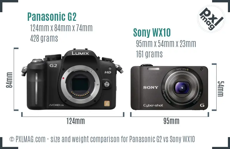 Panasonic G2 vs Sony WX10 size comparison Panasonic G2 vs Sony WX10 size comparison
