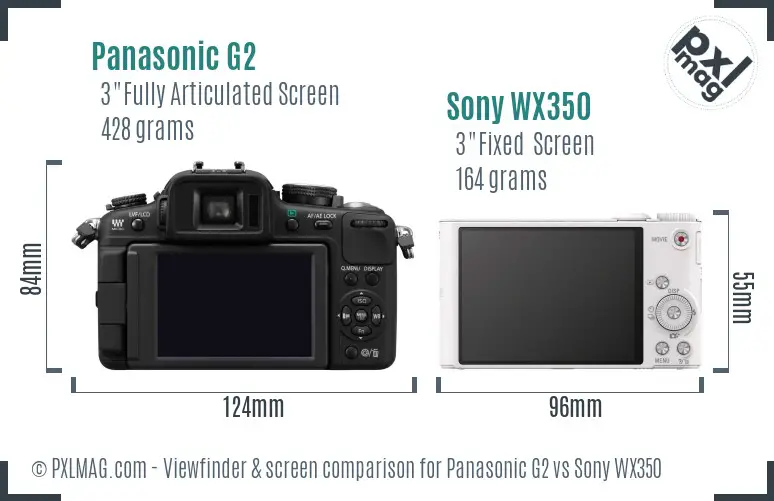 Panasonic G2 vs Sony WX350 Screen and Viewfinder comparison