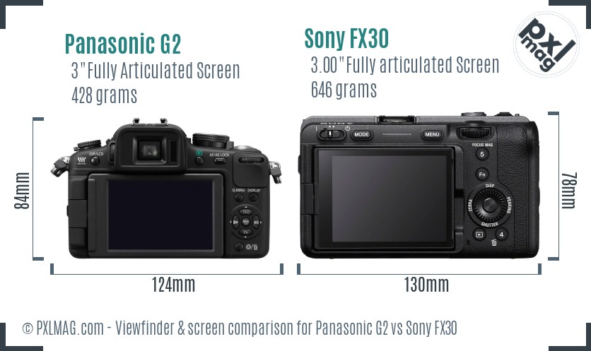 Panasonic G2 vs Sony FX30 Screen and Viewfinder comparison