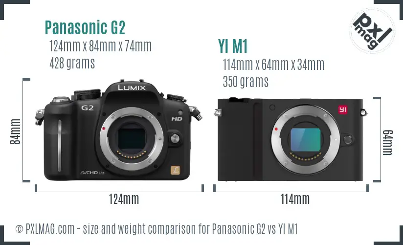 Panasonic G2 vs YI M1 size comparison