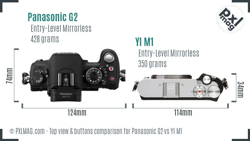 Panasonic G2 vs YI M1 top view buttons comparison