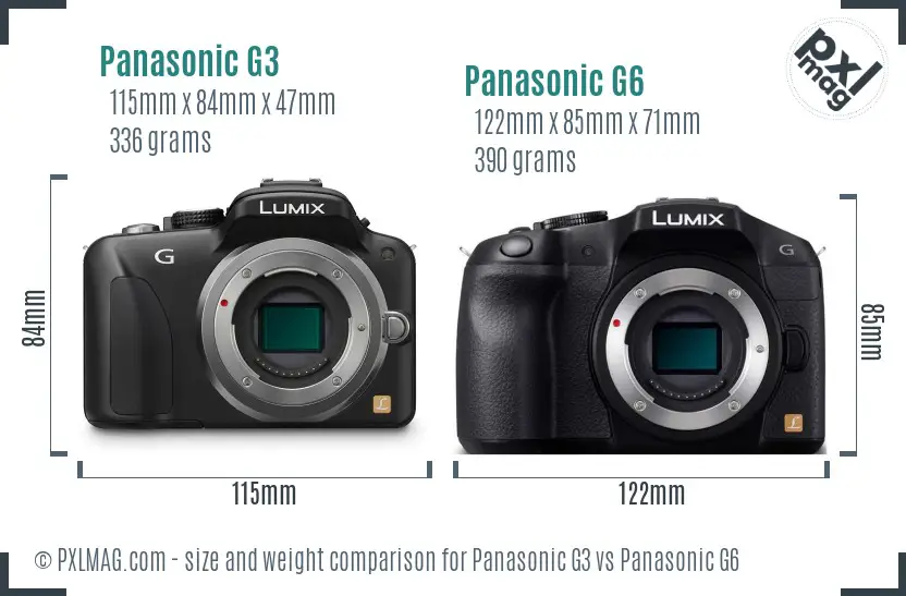 Panasonic G3 vs Panasonic G6 size comparison