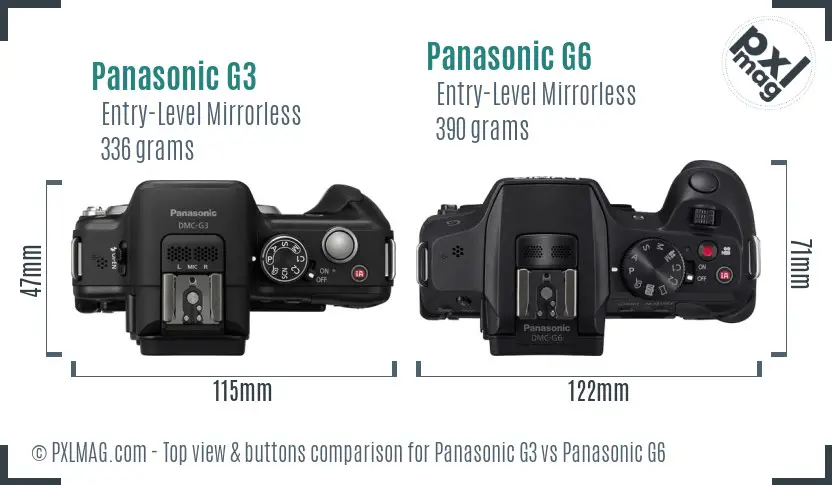 Panasonic G3 vs Panasonic G6 top view buttons comparison