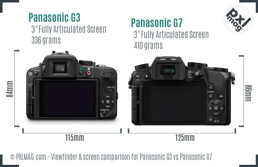 Panasonic G3 vs Panasonic G7 Screen and Viewfinder comparison