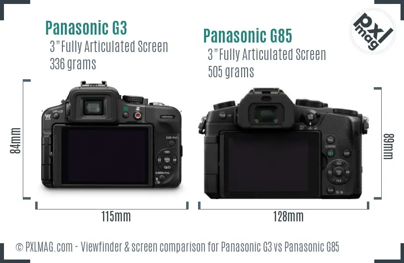 Panasonic G3 vs Panasonic G85 Screen and Viewfinder comparison