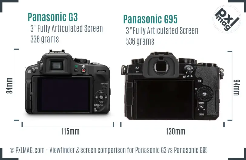Panasonic G3 vs Panasonic G95 Screen and Viewfinder comparison