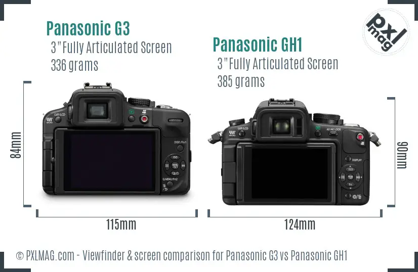 Panasonic G3 vs Panasonic GH1 Screen and Viewfinder comparison