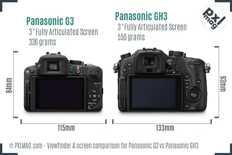 Panasonic G3 vs Panasonic GH3 Screen and Viewfinder comparison