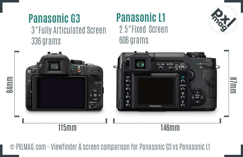 Panasonic G3 vs Panasonic L1 Screen and Viewfinder comparison