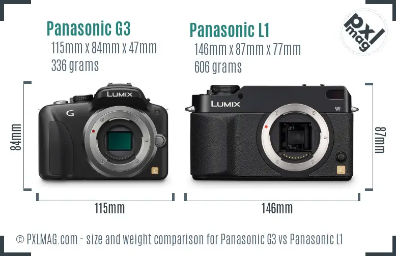 Panasonic G3 vs Panasonic L1 size comparison