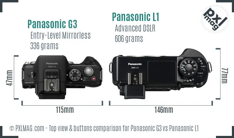Panasonic G3 vs Panasonic L1 top view buttons comparison