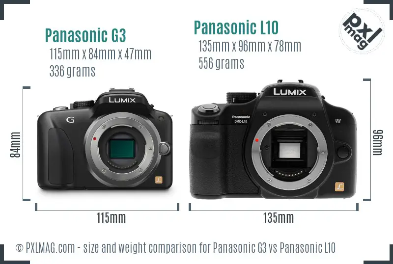 Panasonic G3 vs Panasonic L10 size comparison
