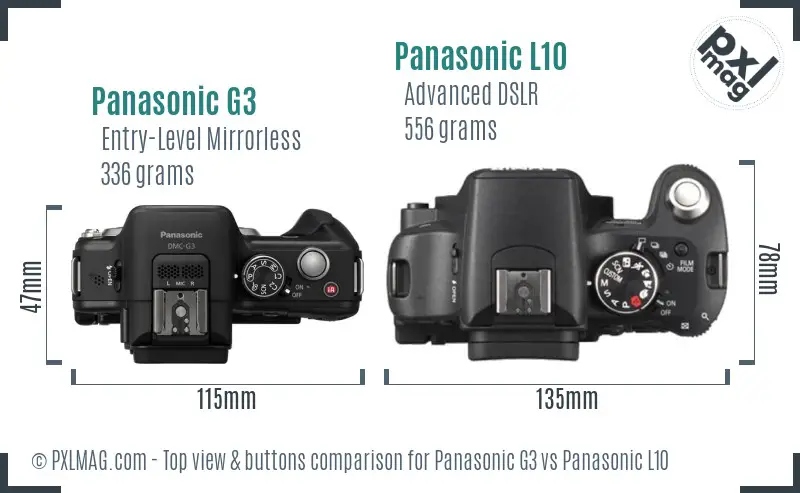 Panasonic G3 vs Panasonic L10 top view buttons comparison