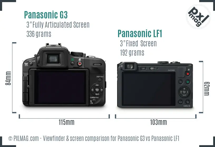 Panasonic G3 vs Panasonic LF1 Screen and Viewfinder comparison
