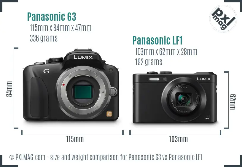 Panasonic G3 vs Panasonic LF1 size comparison