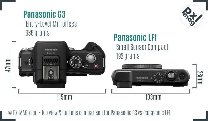 Panasonic G3 vs Panasonic LF1 top view buttons comparison