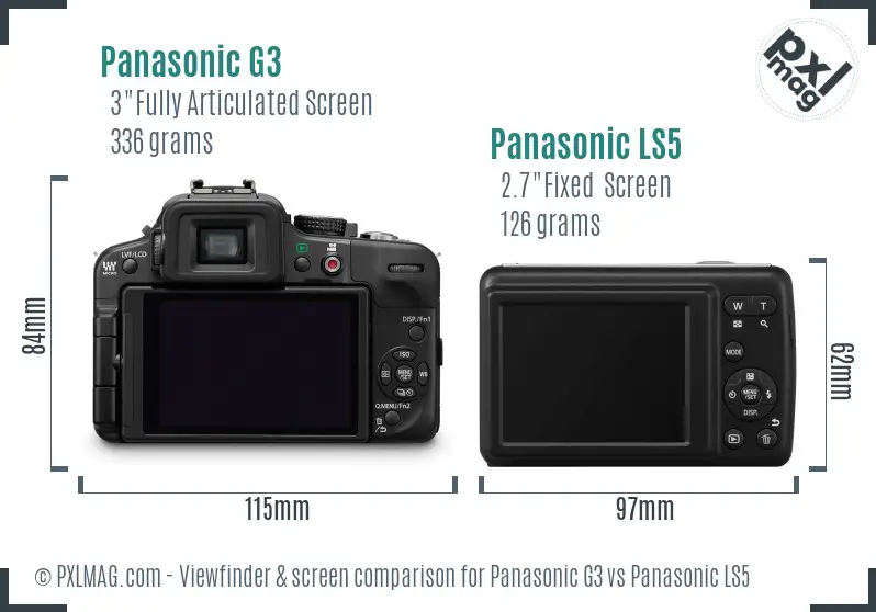 Panasonic G3 vs Panasonic LS5 Screen and Viewfinder comparison