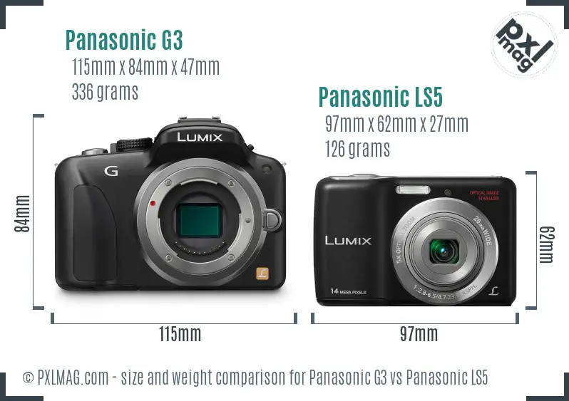 Panasonic G3 vs Panasonic LS5 size comparison