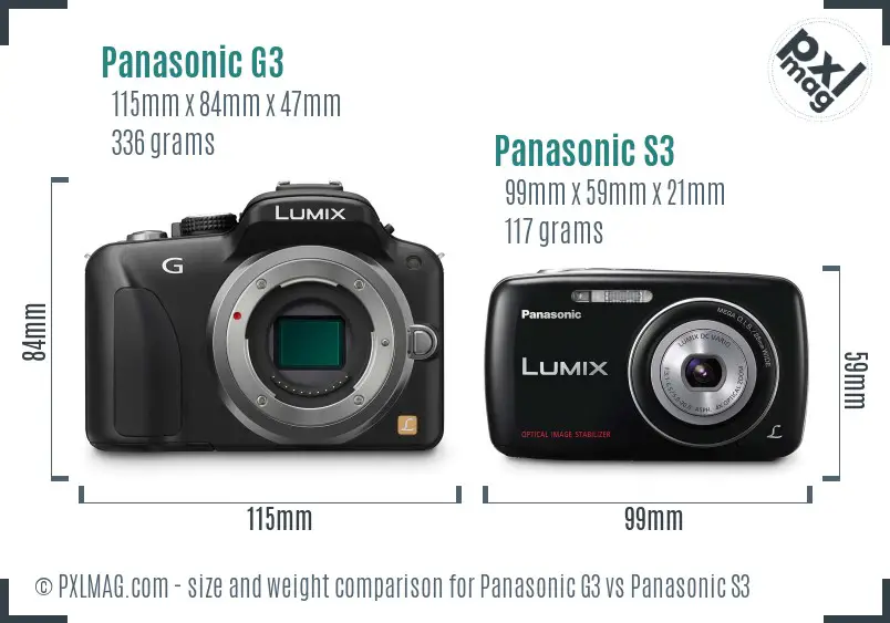 Panasonic G3 vs Panasonic S3 size comparison