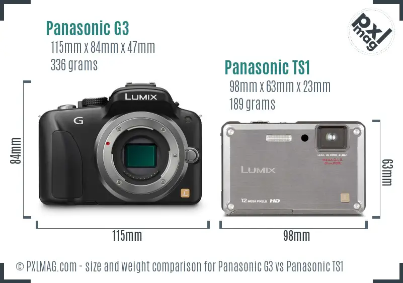 Panasonic G3 vs Panasonic TS1 size comparison