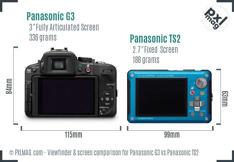 Panasonic G3 vs Panasonic TS2 Screen and Viewfinder comparison