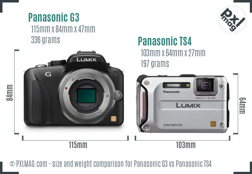 Panasonic G3 vs Panasonic TS4 size comparison